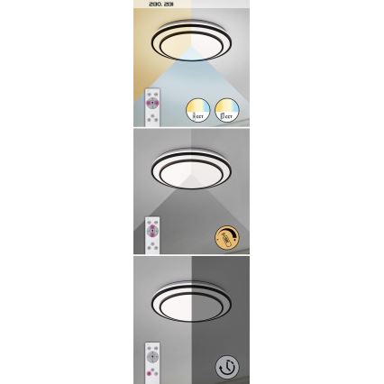 Rabalux - Dimmbare LED-Deckenleuchte, 40W/230V, 3000-6500K, silber, Durchmesser 49 cm + Fernbedienung