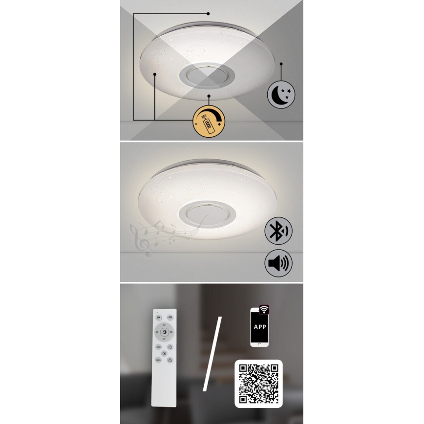 Rabalux - LED RGB dimmbares Deckenleuchte mit Lautsprecher LED/24W/230V Wi-Fi Tuya + Fernbedienung