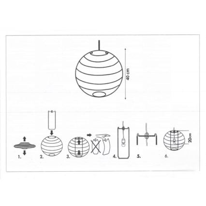 Rabalux 4898 - Lampenschirm für Kronleuchter RICE weiß E27 Ø 40 cm