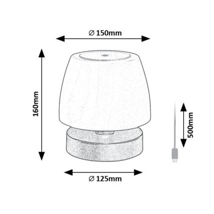 Rabalux – Dimmbare LED-Tischleuchte LED/3W/5V 2000 mAh IP44