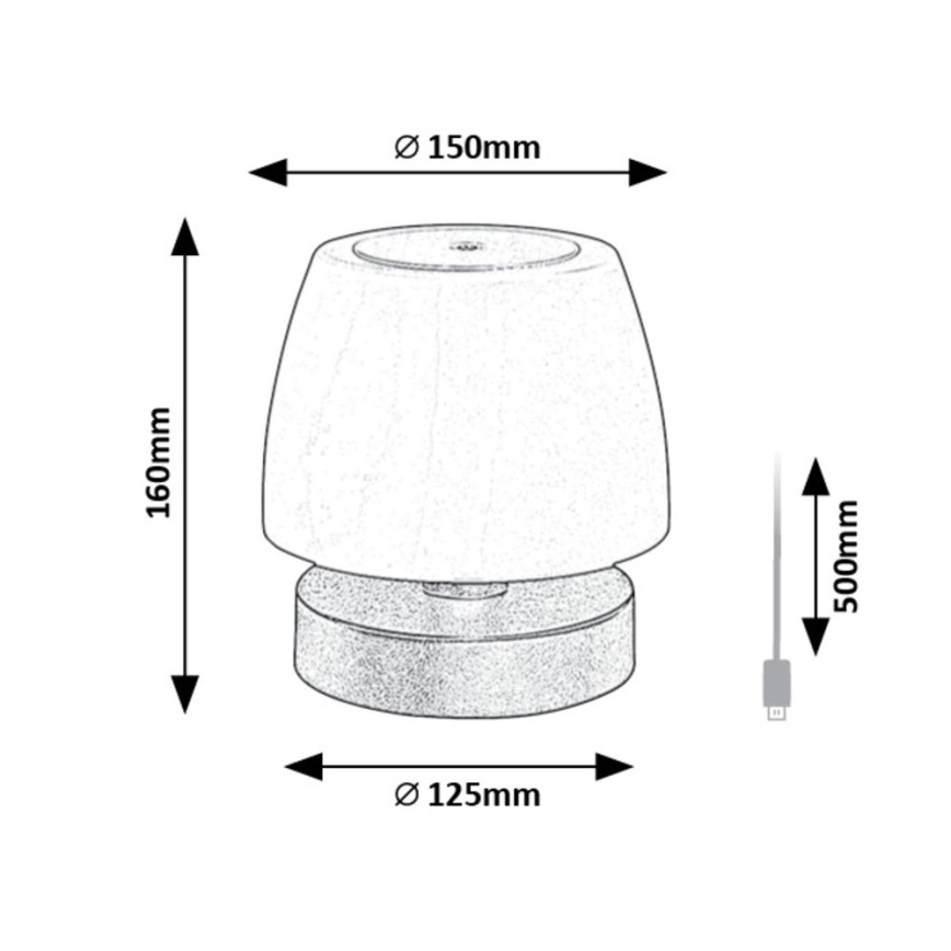 Rabalux – Dimmbare LED-Tischleuchte LED/3W/5V 2000 mAh IP44