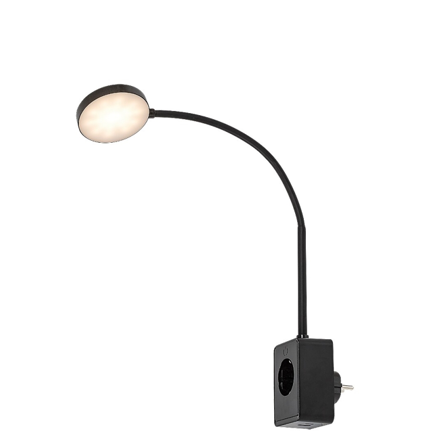 Rabalux - LED-dimmbare Wandleuchte LED/4W/230V mit USB-Anschluss für die Steckdose schwarz