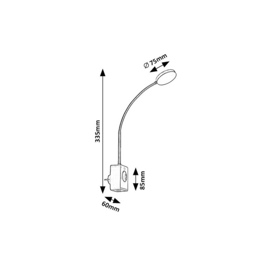 Rabalux - LED-dimmbare Wandleuchte LED/4W/230V mit USB-Anschluss für die Steckdose schwarz