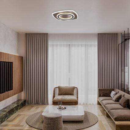 Rabalux - Dimmbare LED-Deckenleuchte, 60 W, 230 V, 3000/4000/6000 K, mattchrom/schwarz + Fernbedienung, 48x48 cm