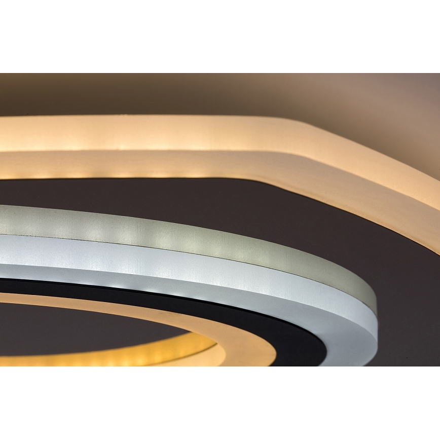 Rabalux - Dimmbare LED-Deckenleuchte, 60 W, 230 V, 3000/4000/6000 K, mattchrom/schwarz + Fernbedienung, 48x48 cm