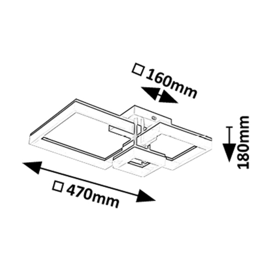 Rabalux - LED-Deckenleuchte LED/22W/230V 3000/4000/6500K schwarz 47x47 cm