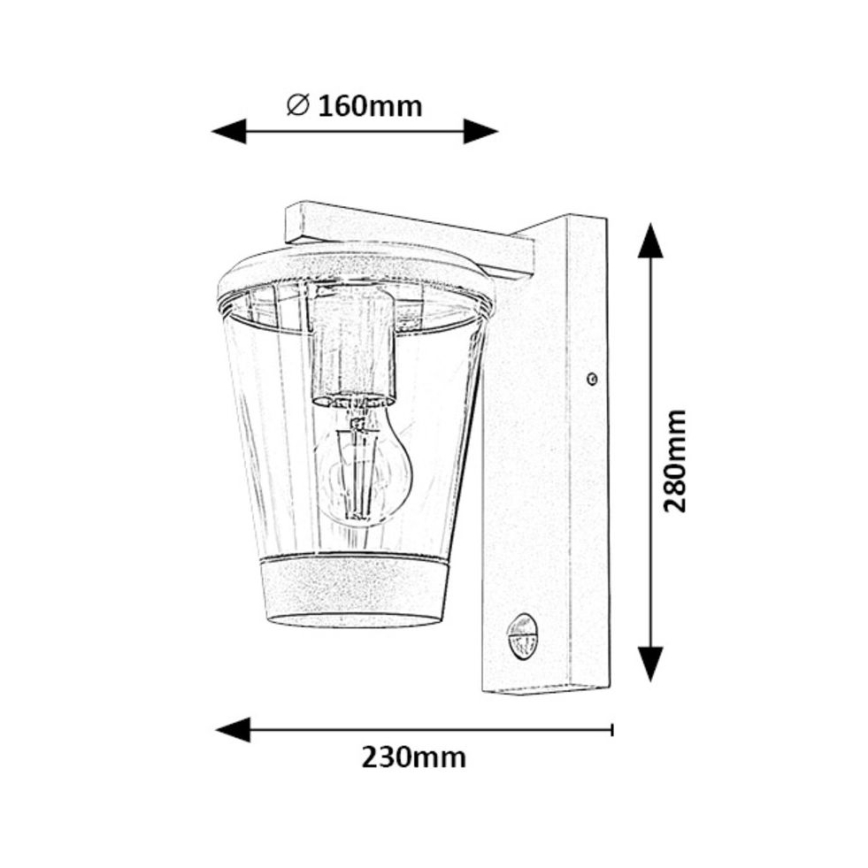 Rabalux - Outdoor-Wandleuchte mit Bewegungssensor 1xE27/40W/230V IP44