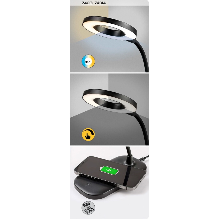 Rabalux - LED dimmbare Touch-Tischlampe mit kabelloser Ladefunktion LED/5W/5V 2700-6000K Weiß