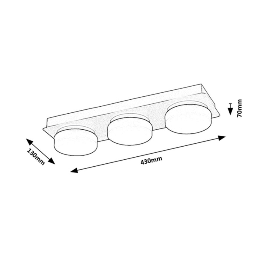 Rabalux - LED Deckenleuchte für Badezimmer 3xLED/6W/230V IP44 Schwarz