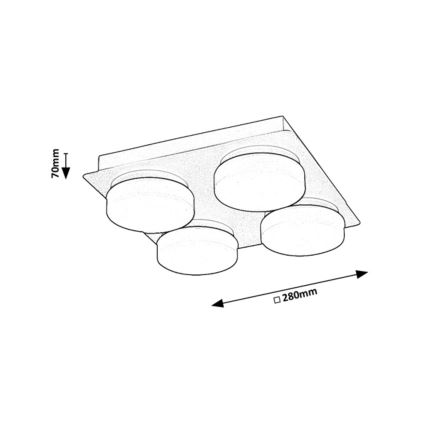 Rabalux - LED Deckenleuchte für Badezimmer 4xLED/5,2W/230V IP44 Schwarz