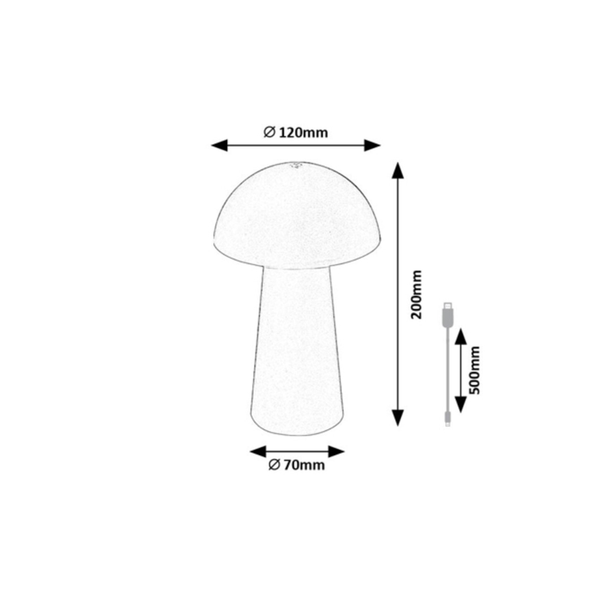 Rabalux - LED-Außenlampe, dimmbar, mit Touch-Bedienung, wiederaufladbar LED/1,5W/5V IP44 1200 mAh USB braun