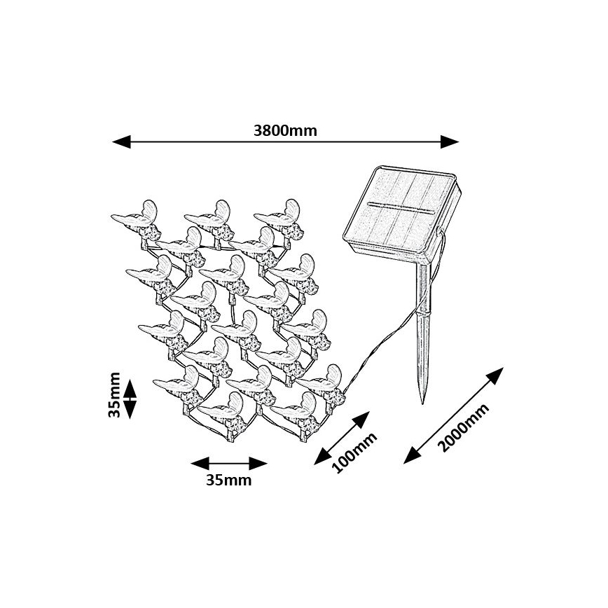 Rabalux - LED-Solarlichterkette 20xLED/0,06W/1,2V IP44 600 mAh