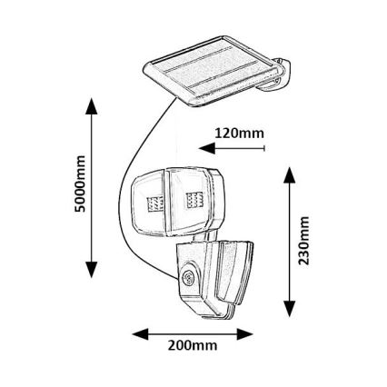 Rabalux - LED-Solarstrahler mit Sensor LED/12W/3,7V IP44