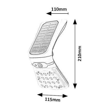 Rabalux - LED dimmbares Solarlampe mit Sensor LED/4W/3,7V IP44 1800 mAh