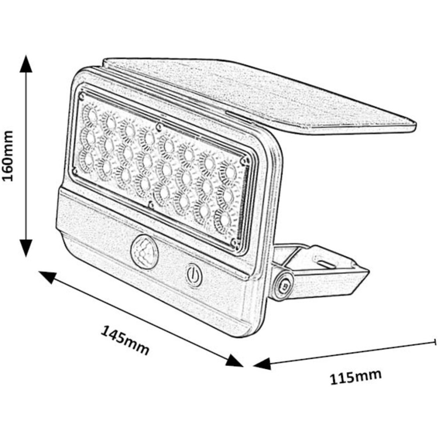 Rabalux - LED Solar-Wandleuchte mit Sensor LED/7W/3,7V IP54 Schwarz 3000 mAh