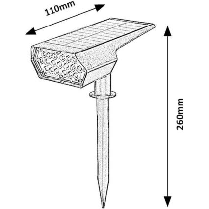 Rabalux - LED Solarleuchte LED/0,5W/3,7V IP65 schwarz 3000 mAh