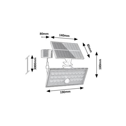 Rabalux - LED Solarstrahler mit Sensor LED/8W/3,7V 1800mAh IP65 + Fernbedienung