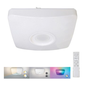 Rabalux - LED RGB dimmbare Deckenleuchte mit Lautsprecher LED/18W/230V 3000-6000K Bluetooth + Fernbedienung 36,5x36,5 cm
