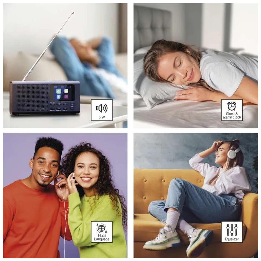 Radio DAB DAB+ FM 3W/5V/4xAA schwarz