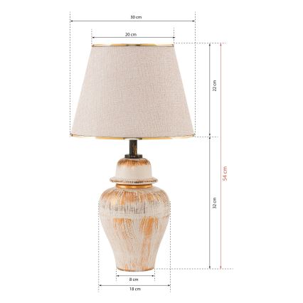 RAMZES Tischlampe 1xE27/40W/230V creme/ gold
