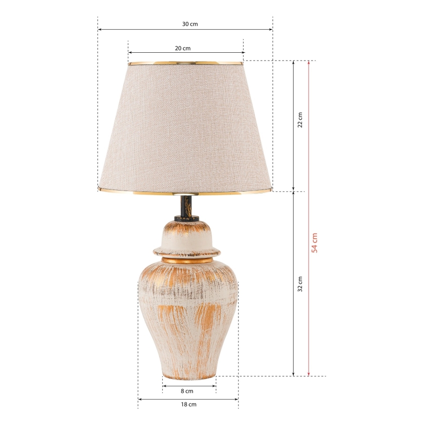 RAMZES Tischlampe 1xE27/40W/230V creme/ gold