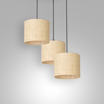 Deckenleuchte an Seil RATTAN 3xE27/60W/230V Rattan