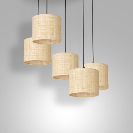 Deckenleuchte an Kabel RATTAN 5xE27/60W/230V Rattan