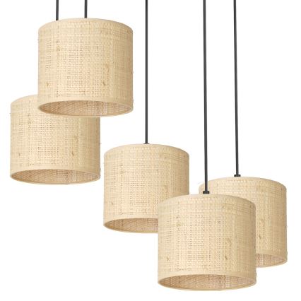 Deckenleuchte an Kabel RATTAN 5xE27/60W/230V Rattan