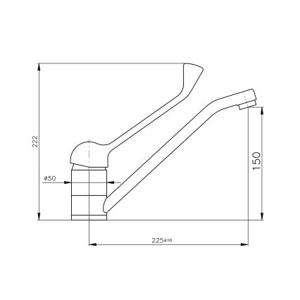RAV Slezák MS605.0 - Waschbeckenarmatur mit medizinischem Hebel MISSISSIPPI 22,2 cm Hochglanz-Chrom