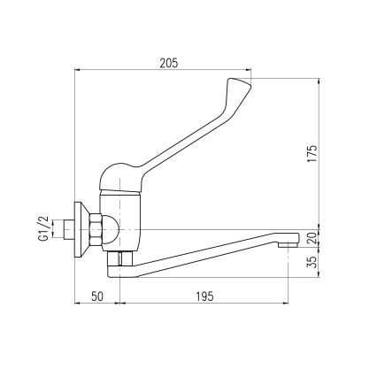 RAV Slezák SA601.5/26 - Waschtischarmatur mit Pflegehebel SAZAVA 23 cm glänzender Chrom