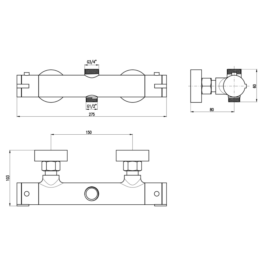 RAV Slezák TRM82.5 - Thermostatische Duscharmatur TERMO, glänzender Chrom