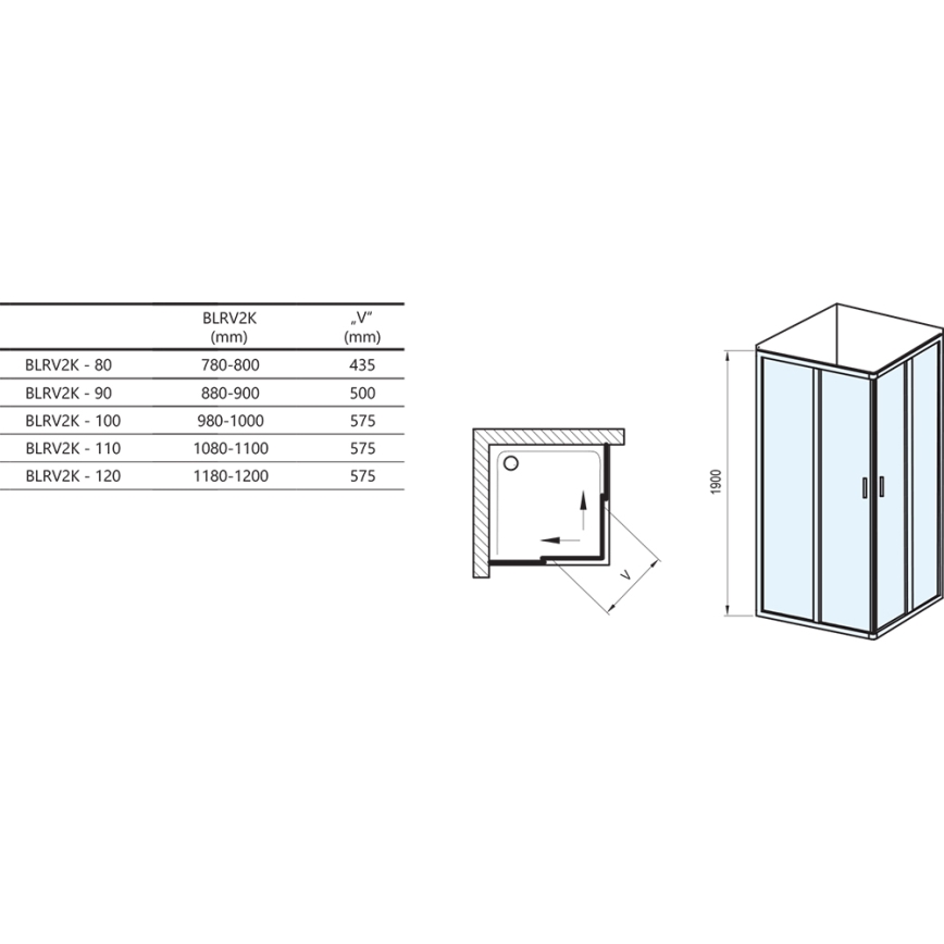 Ravak 1XV70C00Z1 - Duschkabine BLIX 90x90 cm weiß