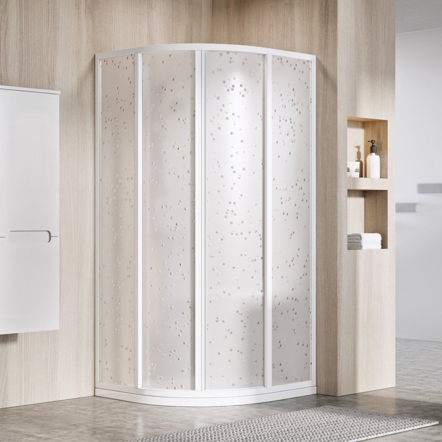 Ravak 3114O10211 - 4-teilige viertelkreisförmige Eckdusche SUPERNOVA 80x80 cm weiß