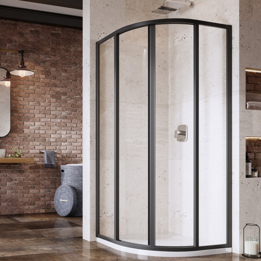 Ravak 3114O302Z1 - vierteilige viertelkreisförmige Duschkabine SUPERNOVA 80x80 cm schwarz