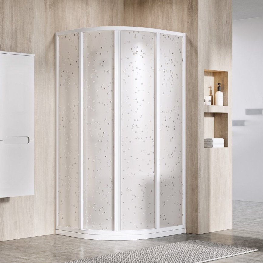 Ravak 3117O10211 - vierteilige viertelkreisförmige Duschkabine SUPERNOVA 90x90 cm weiß