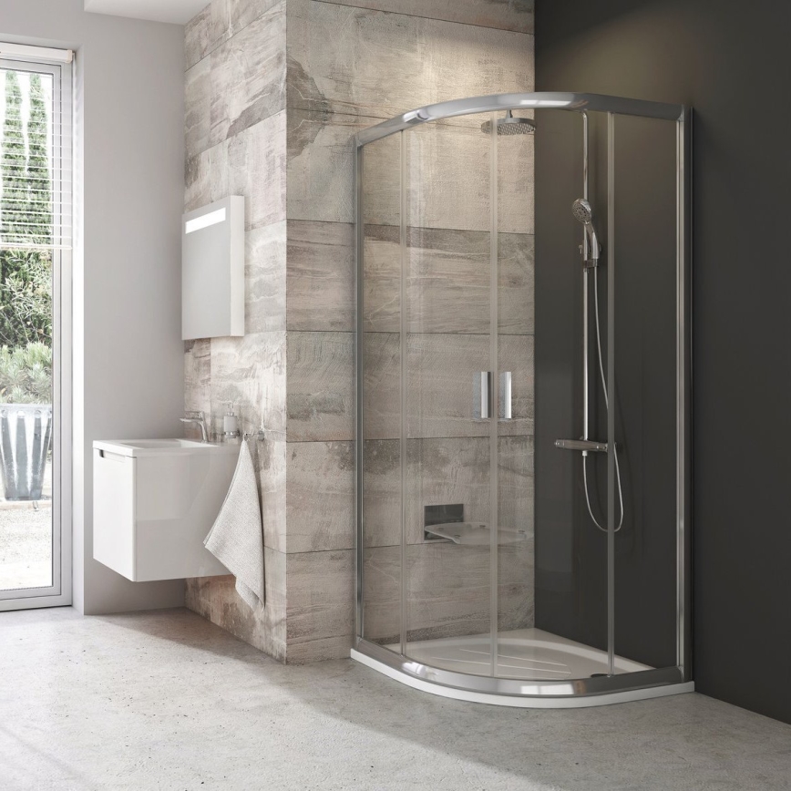 Ravak 3B270C00Z1B - viertelkreisförmige vierteilige Duschkabine BLIX 90x90 cm, glänzender Chrom