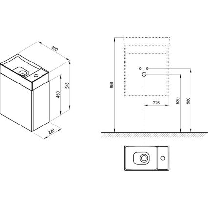 Ravak X000001386 - Unterschrank für Waschbecken VEDA 54,5x40 cm weiß