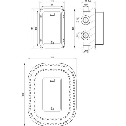 Ravak X070074 - Einbaukörper für Unterputzarmaturen R-BOX MULTI 18,1x11,6 cm