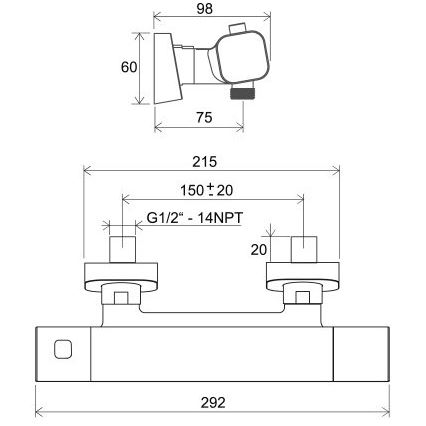 Ravak X070154 - Thermostatische Duscharmatur FREE schwarz