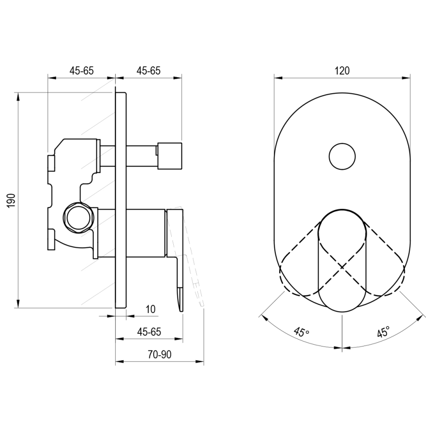 Ravak X070454 - Duscharmatur für Unterputzmontage CHROME, hochglanzverchromt