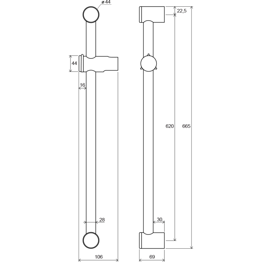 Ravak X07P012 - Duschstange 66,5 cm, polierter Chrom