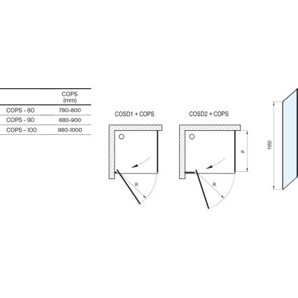 Ravak X9VVA0300Z1 - Feststehende Duschwand COOL 100x195 cm schwarz