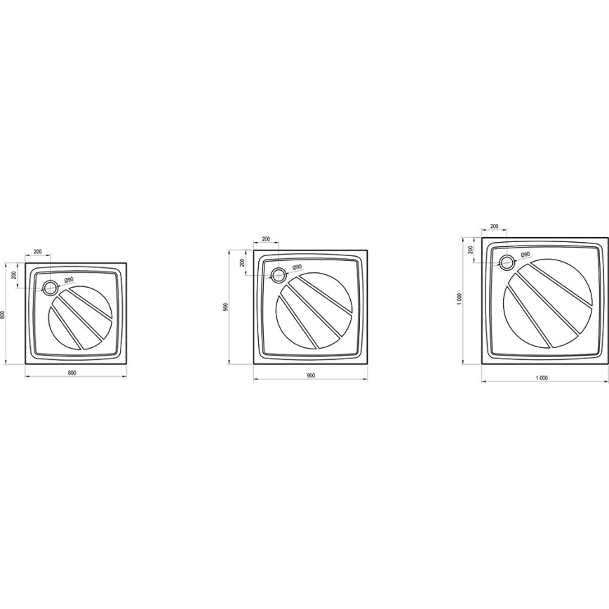 Ravak XA037701010 - Quadratische Duschwanne PERSEUS 90x90 cm, weiß
