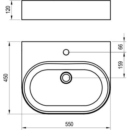 Ravak XJX01155004 - Aufsatzwaschbecken CERAMIC SLIM 55x45 cm Keramik/weiß