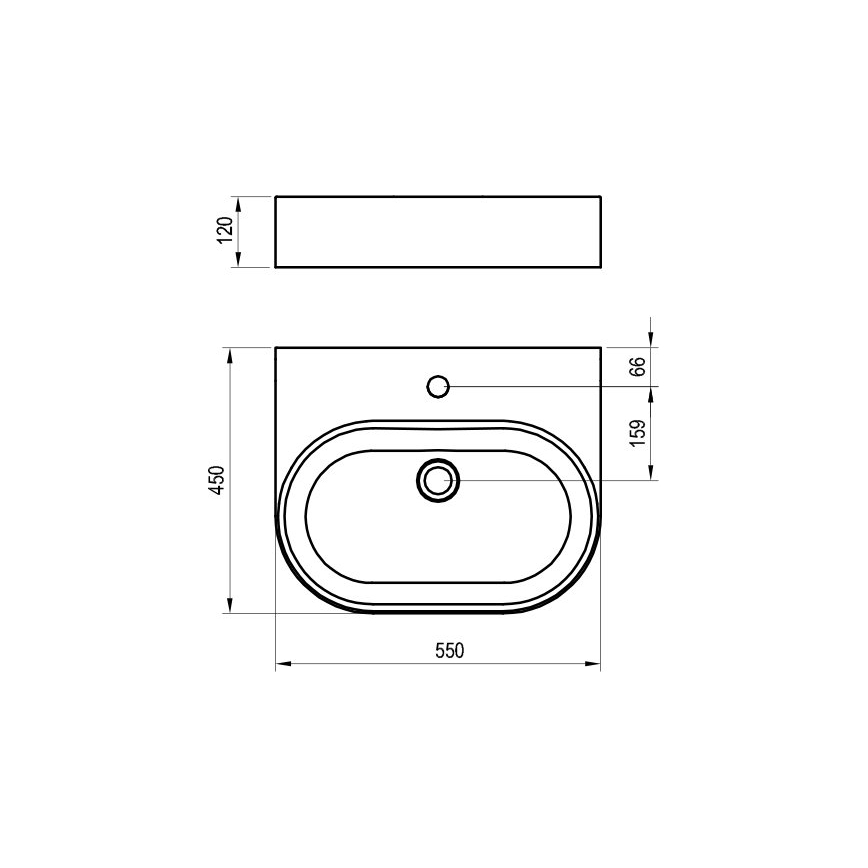 Ravak XJX01155004 - Aufsatzwaschbecken CERAMIC SLIM 55x45 cm Keramik/weiß