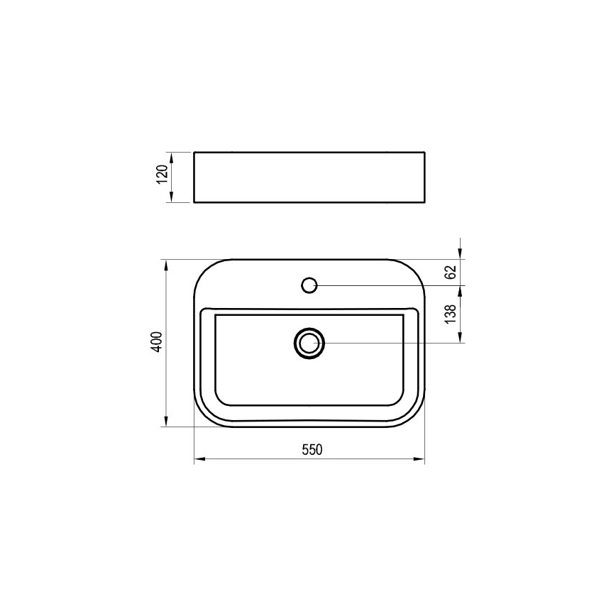 Ravak XJX01155005 - Aufsatzwaschbecken CERAMIC SLIM 55x40 cm Keramik/weiß