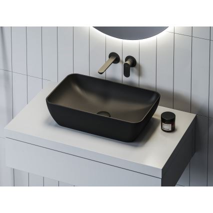 Ravak XJX0D150000 - Aufsatzwaschbecken CERAMIC SLIM 50 x 31 cm, Keramik / Schwarz
