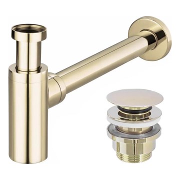 REA-A5692 - Waschbecken-Siphon mit CLICK-CLACK-Ablauf, Ø 6,4 cm, gold