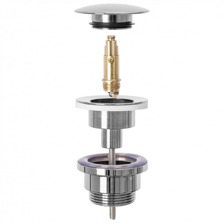 REA-A5693 - Waschbecken-Siphon mit Click-Clack-Ablauf Ø 6,4 cm, glänzender Chrom