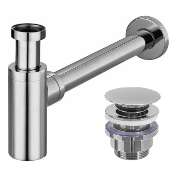 REA-A5693 - Waschbecken-Siphon mit Click-Clack-Ablauf Ø 6,4 cm, glänzender Chrom